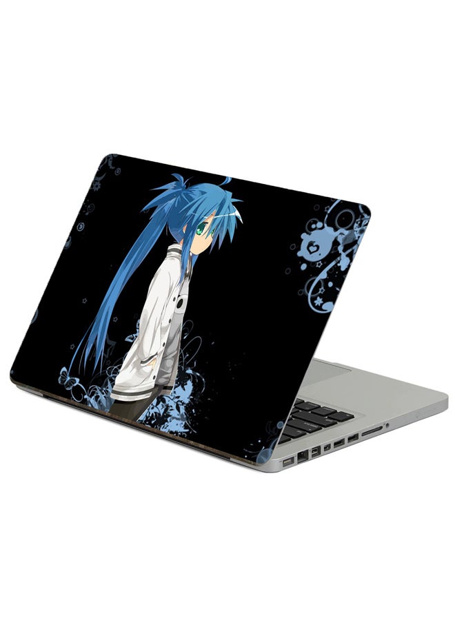 Fast Print Anime Girl Printed Laptop Sticker Multicolor