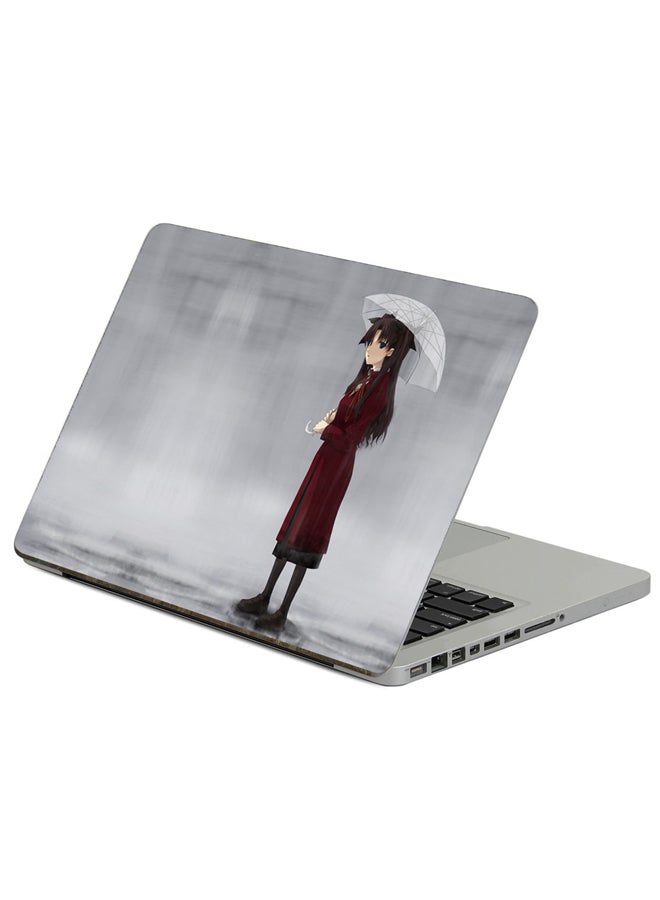 Fast Print Girl Umbrella Printed Laptop Sticker Multicolor