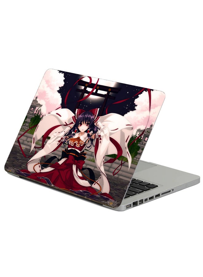 Fast Print Girl Brunette Printed Laptop Sticker Multicolor