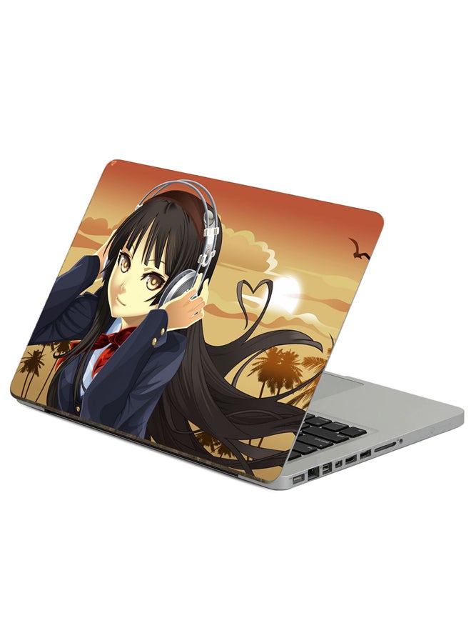 Fast Print Girl Brunette Printed Laptop Sticker Multicolor