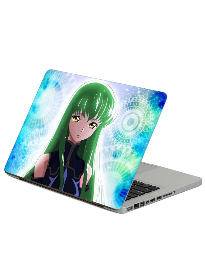 Fast Print Anime Girl Printed Laptop Sticker Multicolor