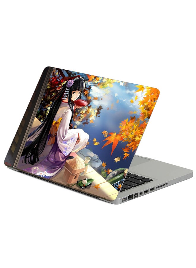 Fast Print Anime Girl Printed Laptop Sticker Multicolor