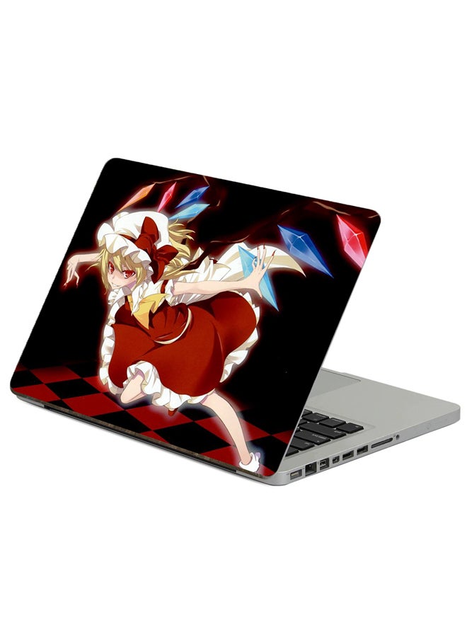 Fast Print Anime Girl Printed Laptop Sticker Multicolor