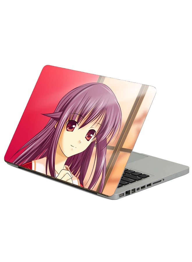 Fast Print Girl Anime Printed Laptop Sticker Multicolor