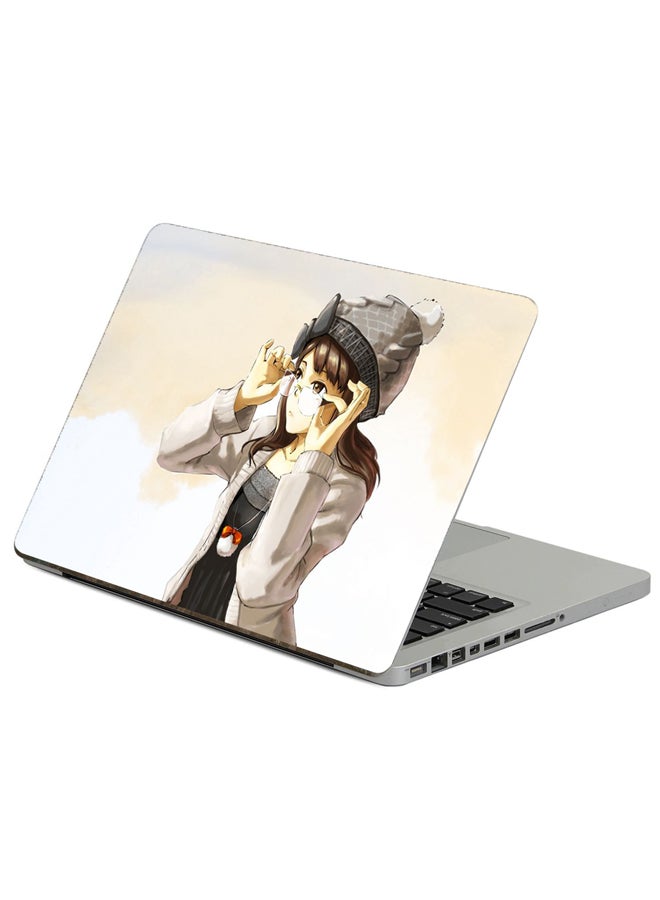 Fast Print Girl Brunette Printed Laptop Sticker Multicolor