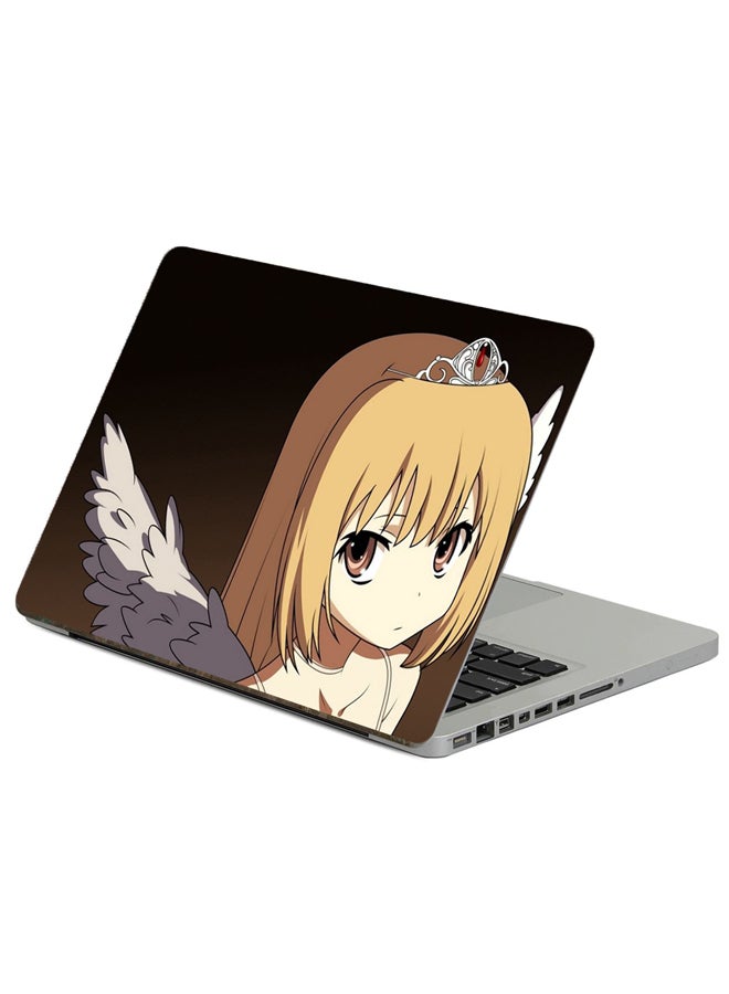 Fast Print Anime Girl Printed Laptop Sticker Multicolor