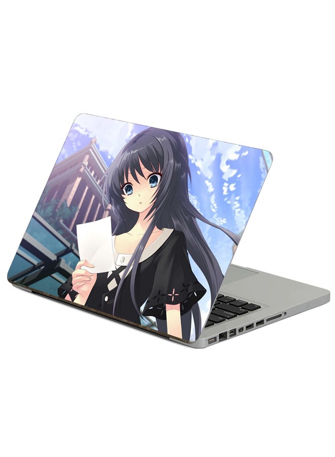 Fast Print Anime Girl Printed Laptop Sticker Multicolor
