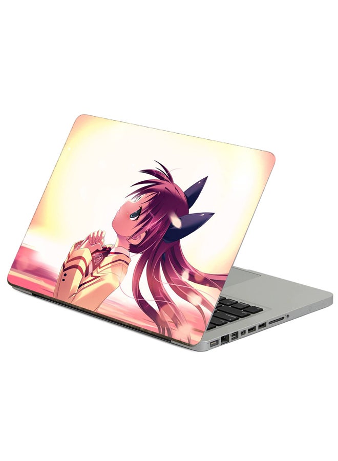 Fast Print Anime Girl Printed Laptop Sticker Multicolor