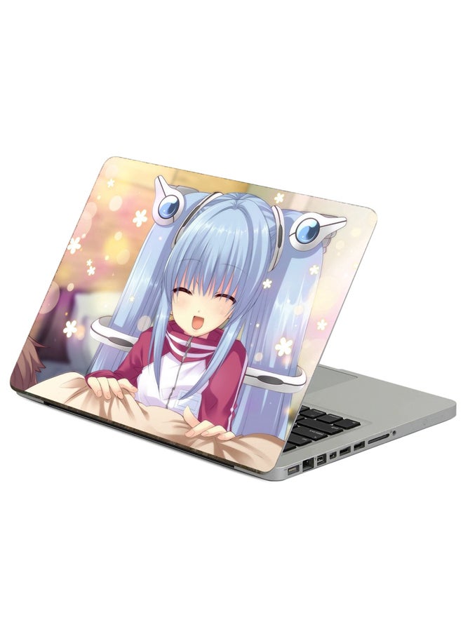 Fast Print Anime Girl Printed Laptop Sticker Multicolor