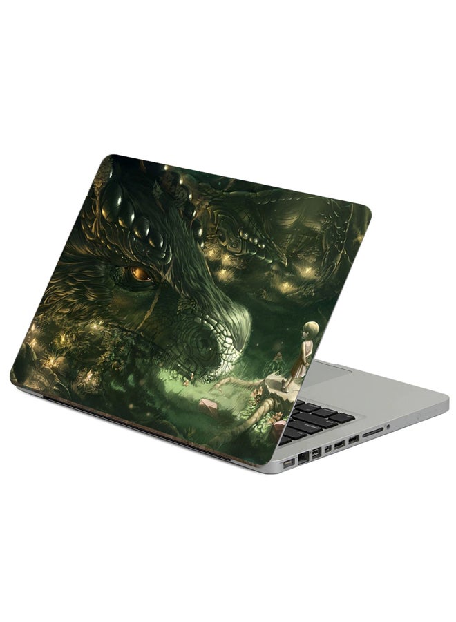 Fast Print Dragon Girl Printed Laptop Sticker Multicolor