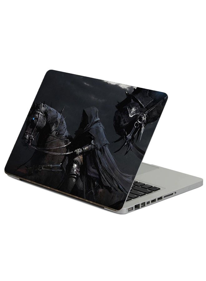 Fast Print Horses Horsemen Black Printed Laptop Sticker Multicolor