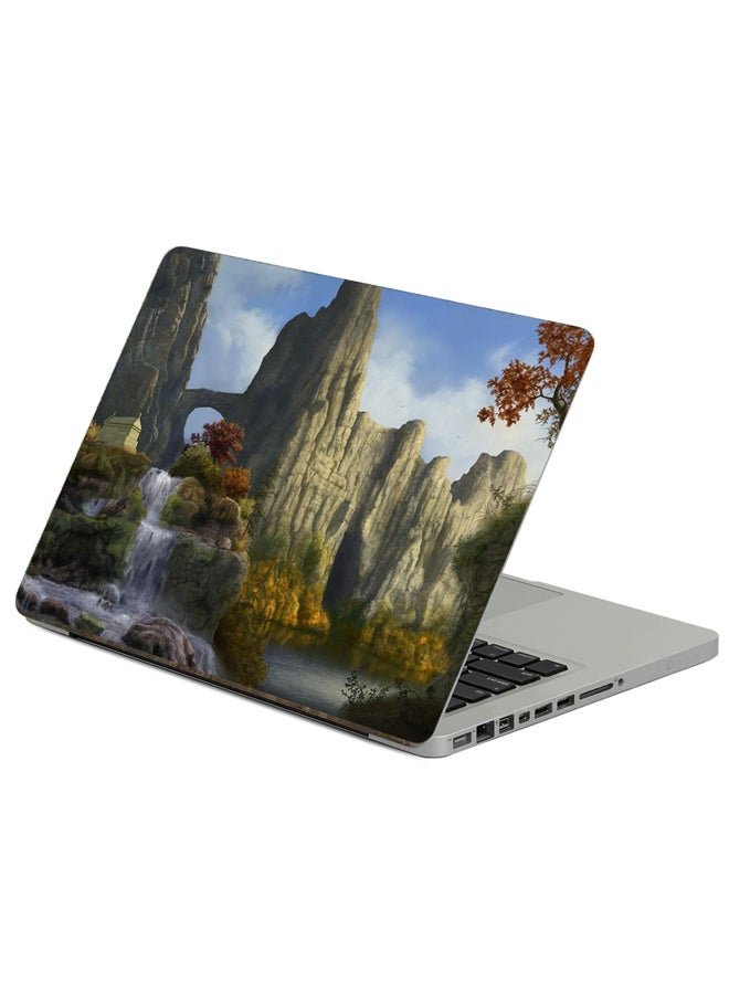 Fast Print Cliffs Waterfalls Printed Laptop Sticker Multicolor