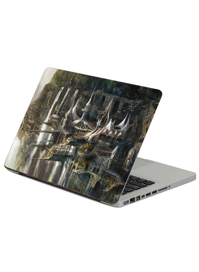 Fast Print Castle Cliffs Printed Laptop Sticker Multicolor