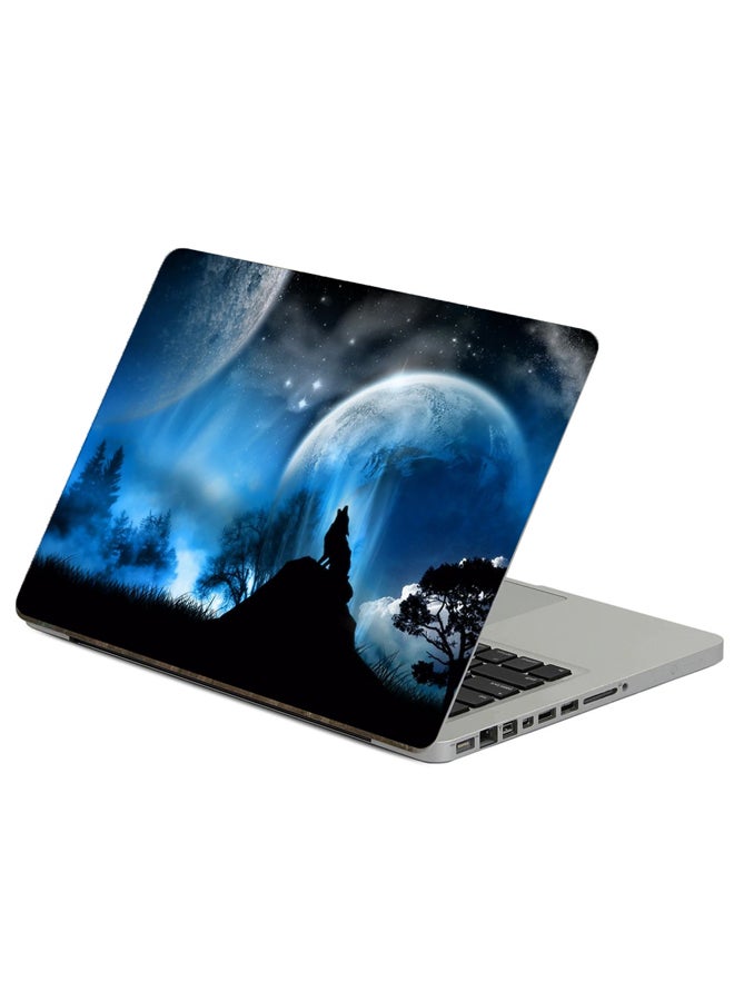 Fast Print Moonlight Wolf Printed Laptop Sticker Multicolor 