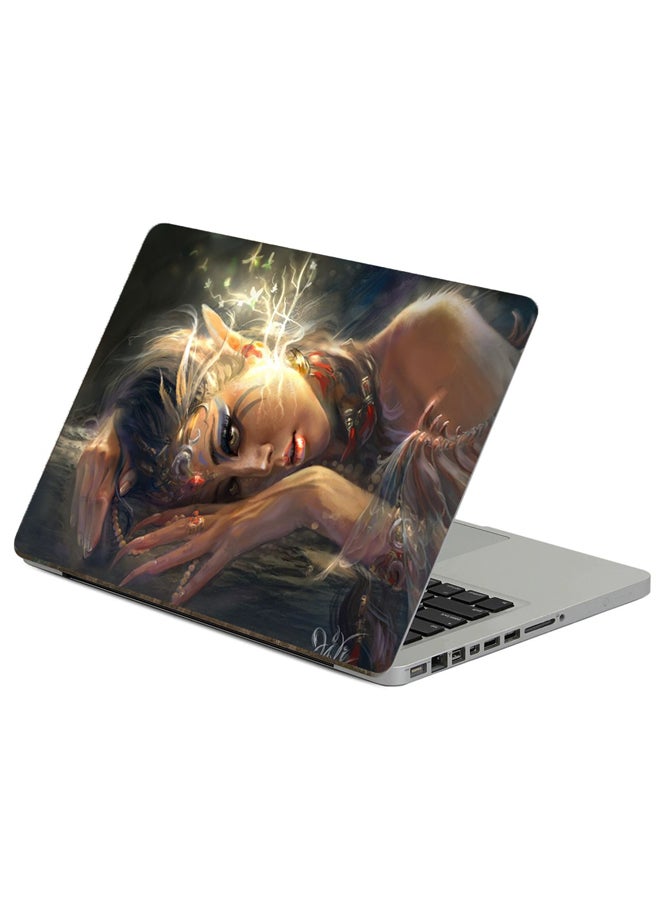 Fast Print Girl Elf Printed Laptop Sticker Multicolor