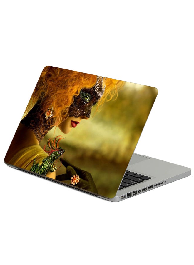 Fast Print Girl Mask Printed Laptop Sticker Multicolor