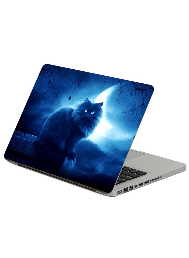 Fast Print Cat Black Printed Laptop Sticker Multicolor
