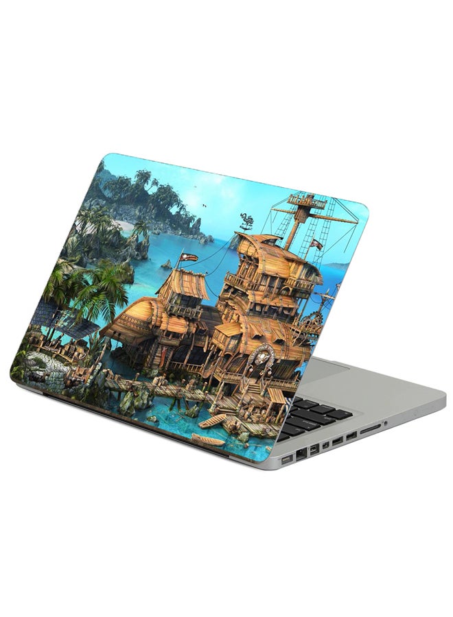 Fast Print Island Ship Printed Laptop Sticker Multicolor