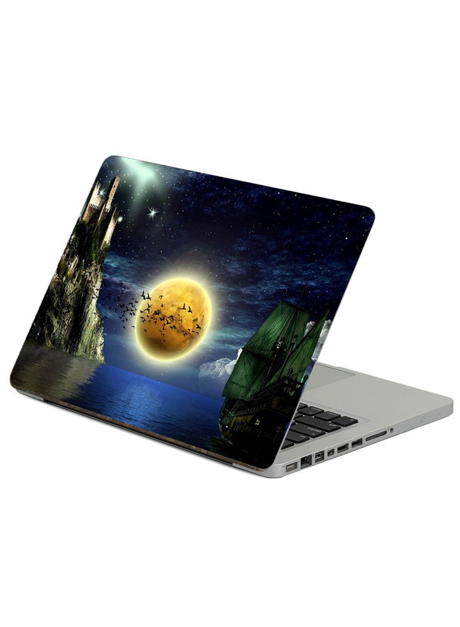 Fast Print Moon Birds Printed Laptop Sticker Multicolor