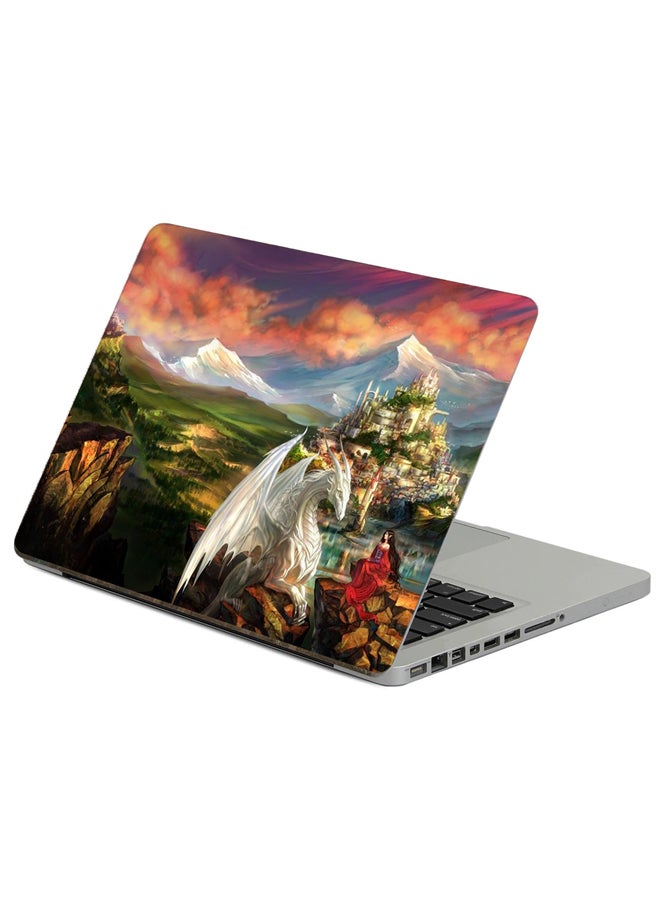 Fast Print Dragon Girl Printed Laptop Sticker Multicolor