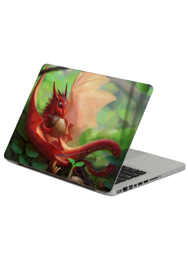 Fast Print Dragon Acorn Printed Laptop Sticker Multicolor