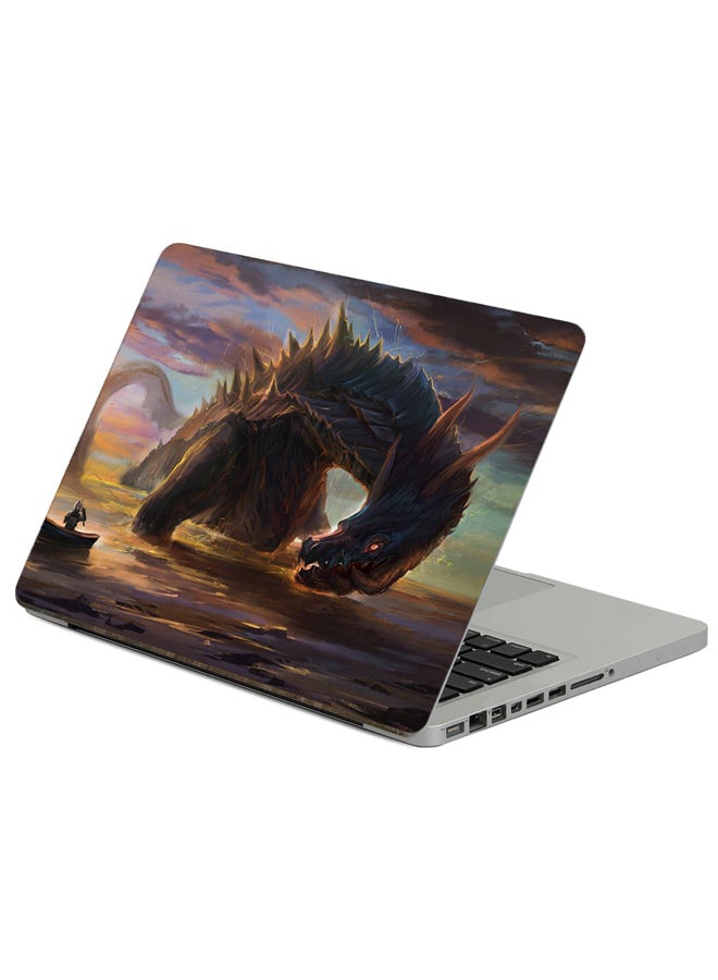 Fast Print Dragon Knight Printed Laptop Sticker Multicolor