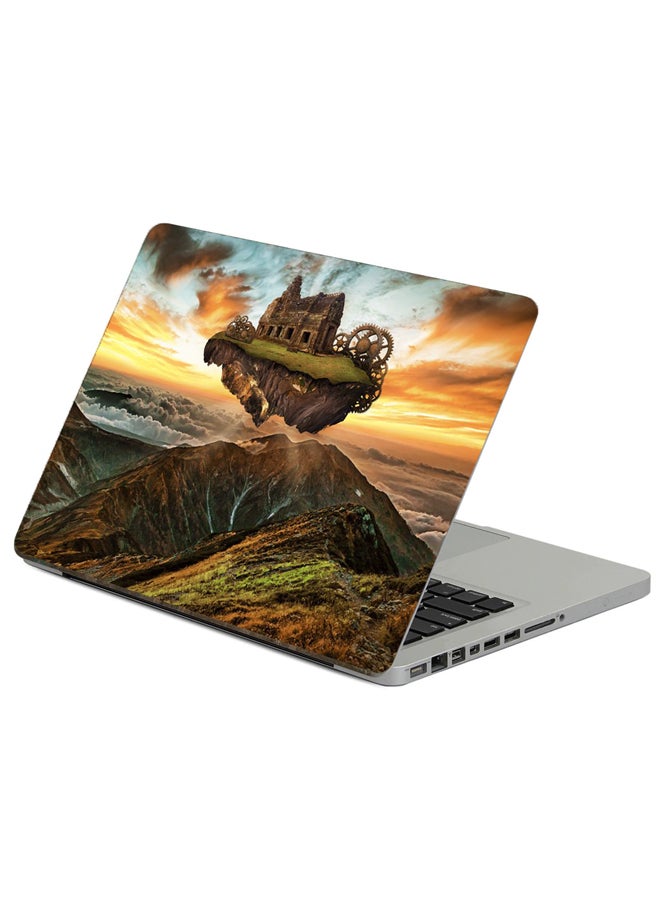 Fast Print Mountains Building Printed Laptop Sticker Multicolor