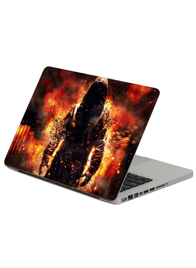 Fast Print Fire Destruction Printed Laptop Sticker Multicolor