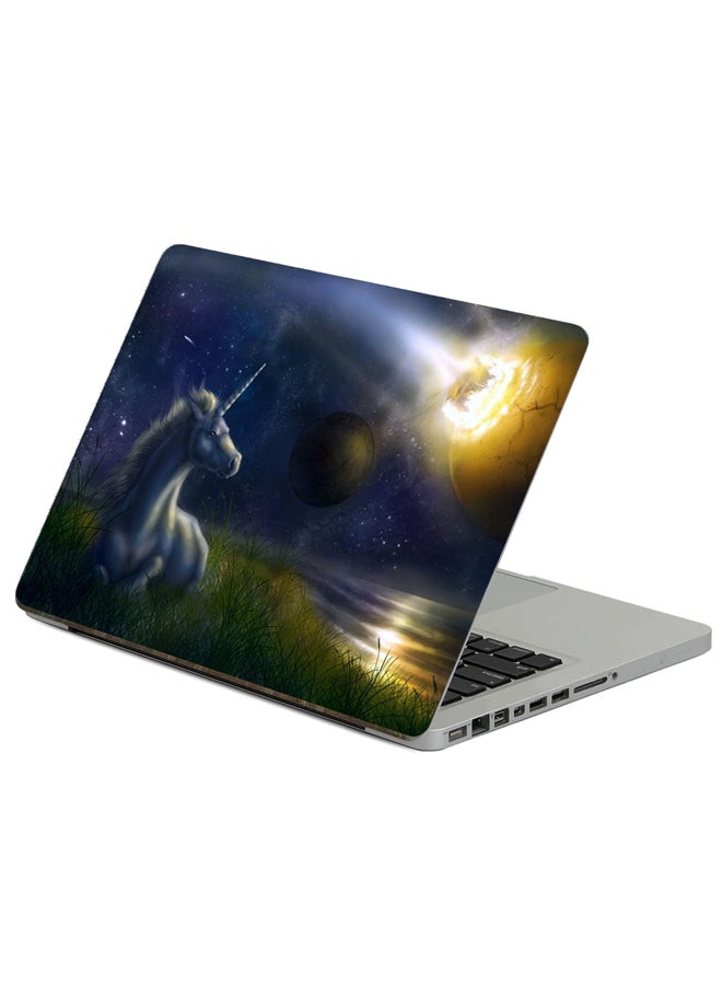 Fast Print Unicorn Night Printed Laptop Sticker Multicolor