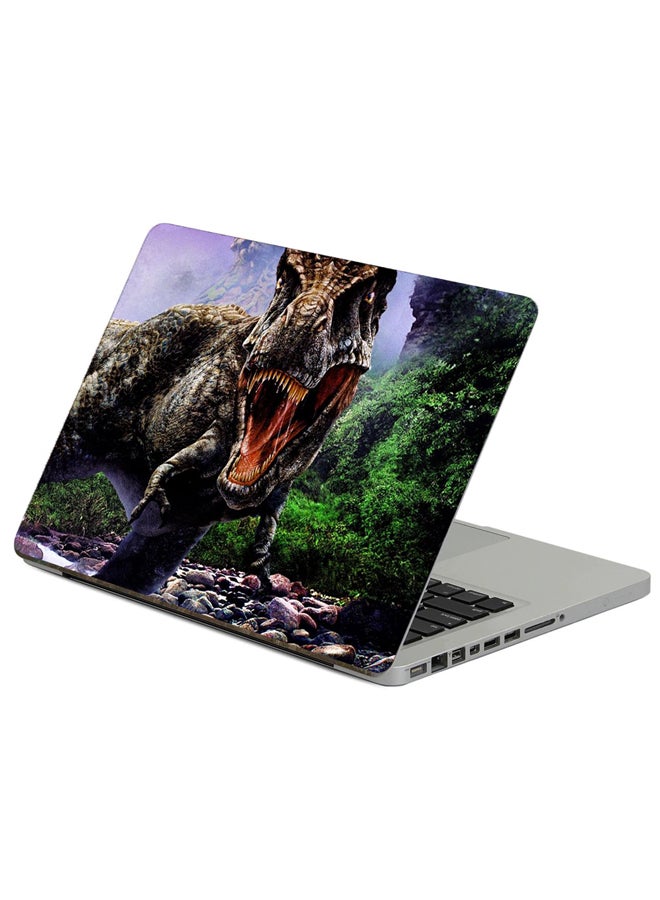 Fast Print Dinosaur Jaws Printed Laptop Sticker Multicolor