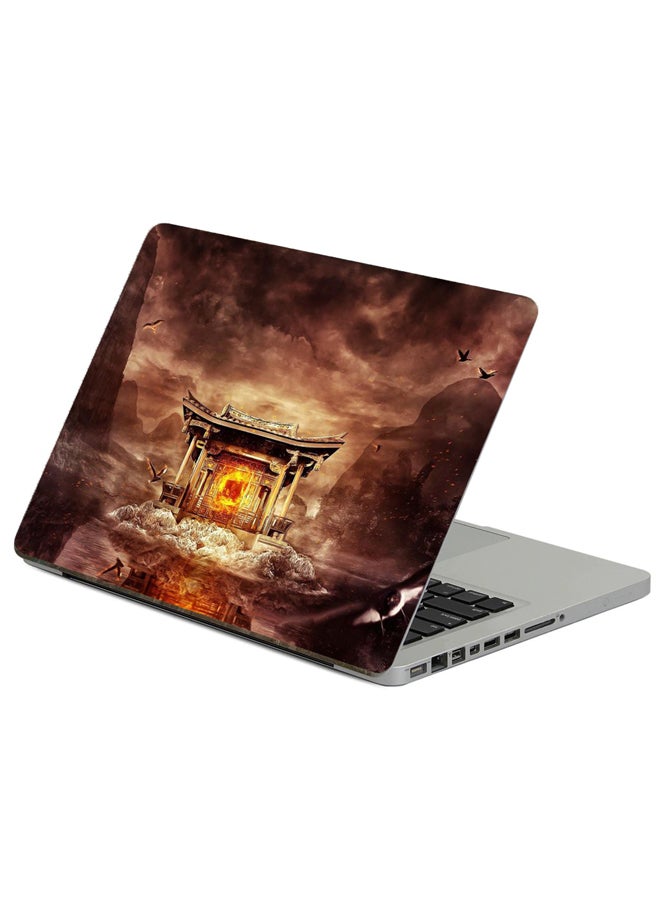 Fast Print Temple Fire Printed Laptop Sticker Multicolor