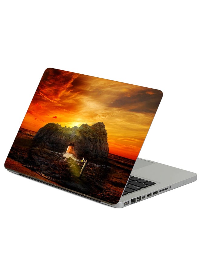 Fast Print Rock Cave Printed Laptop Sticker Multicolor