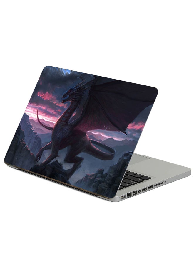Fast Print Dragon Rock Printed Laptop Sticker Multicolor