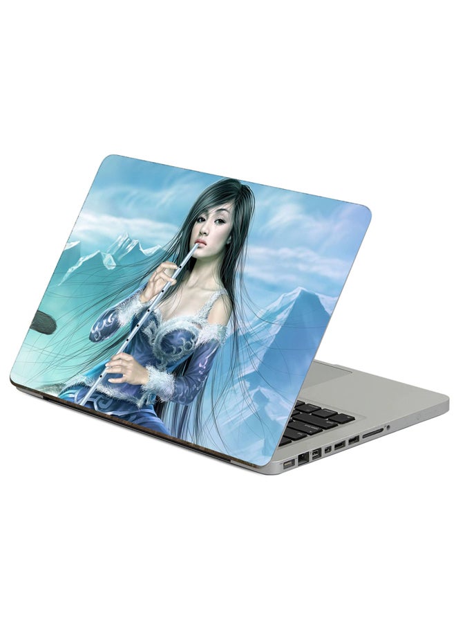 Fast Print Girl Mountains Printed Laptop Sticker Multicolor