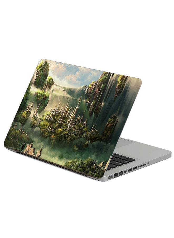 Fast Print Waterfalls Clouds Printed Laptop Sticker Multicolor 