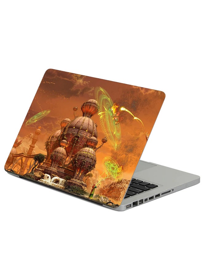 Fast Print Castle Ships Printed Laptop Sticker Multicolor