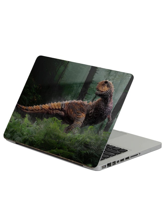 Fast Print Dinosaur Grass Printed Laptop Sticker Multicolor