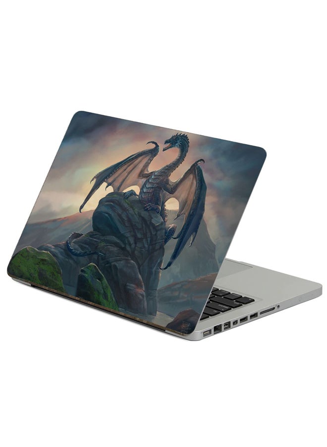 Fast Print Dragon Rock Printed Laptop Sticker Multicolor