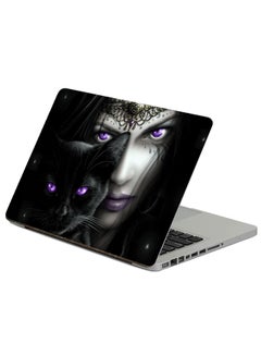 Girl Cat Printed Laptop Sticker Multicolor