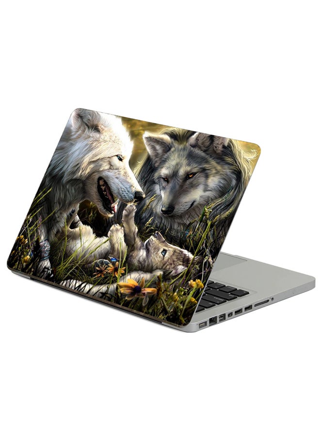 Fast Print Wolves Family Printed Laptop Sticker Multicolor