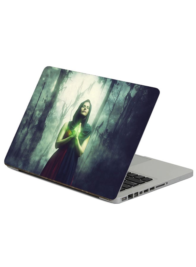 Fast Print Woman Magician Printed Laptop Sticker Multicolor