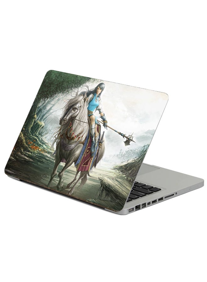 Fast Print Girl Warrior Printed Laptop Sticker Multicolor