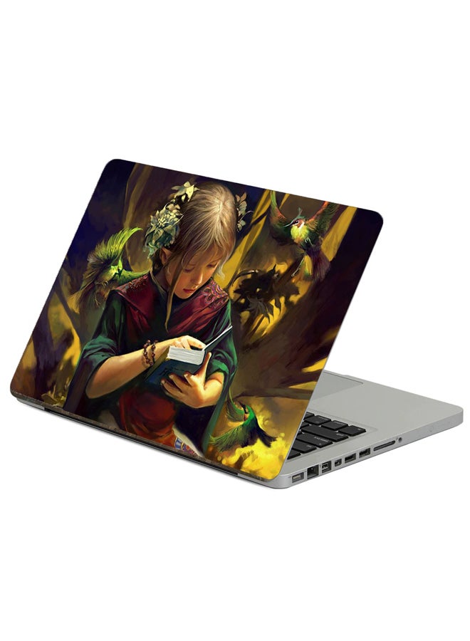Fast Print Girl Elf Printed Laptop Sticker Multicolor