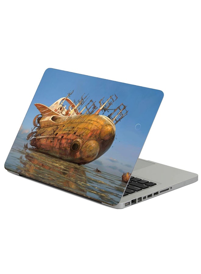 Fast Print Sea Stranding Printed Laptop Sticker Multicolor