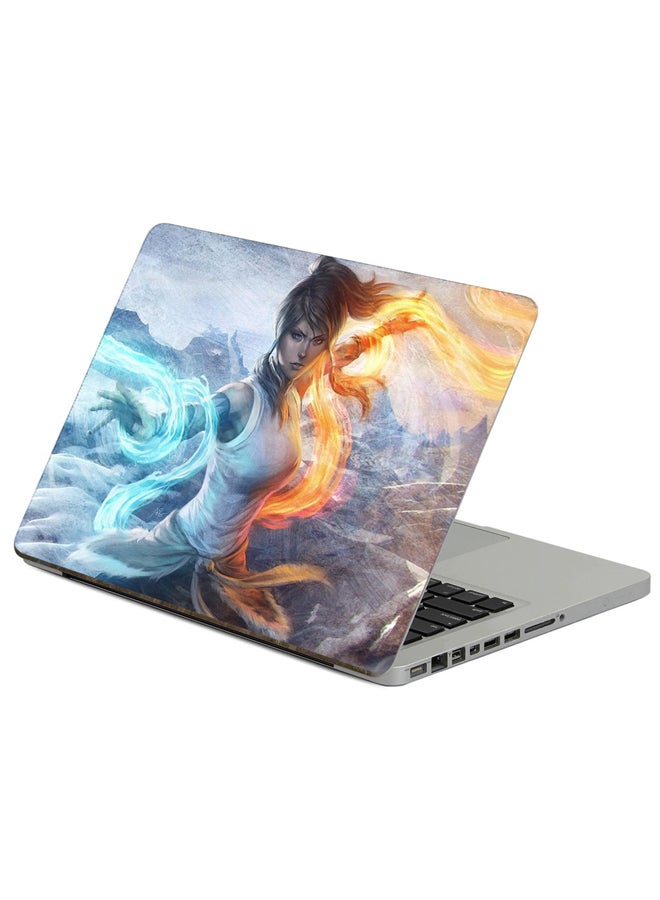 Fast Print Girl Water Printed Laptop Sticker Multicolor