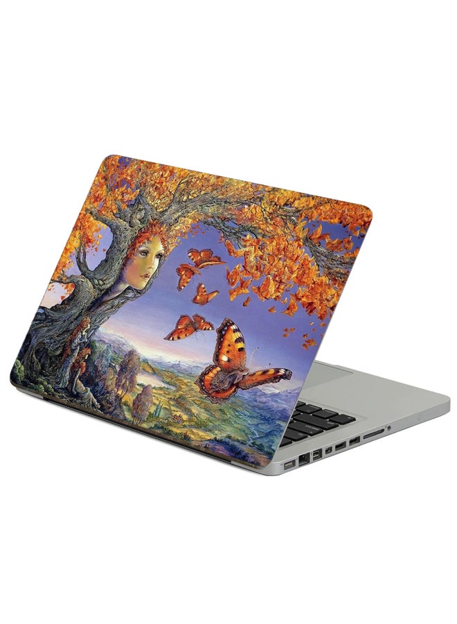 Fast Print Tree Autumn Printed Laptop Sticker Multicolor