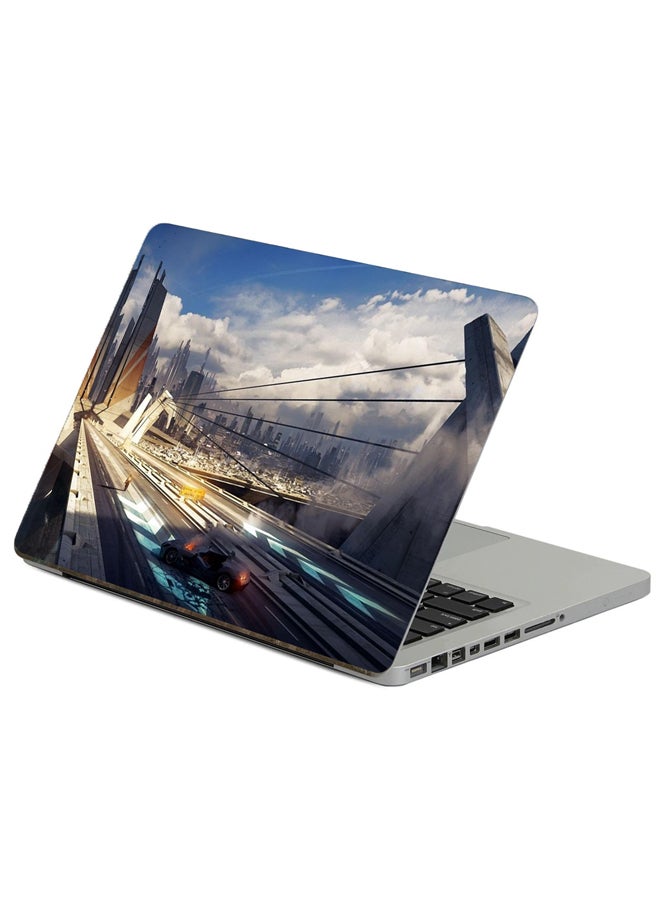 Fast Print City Skyscrapers Printed Laptop Sticker Multicolor