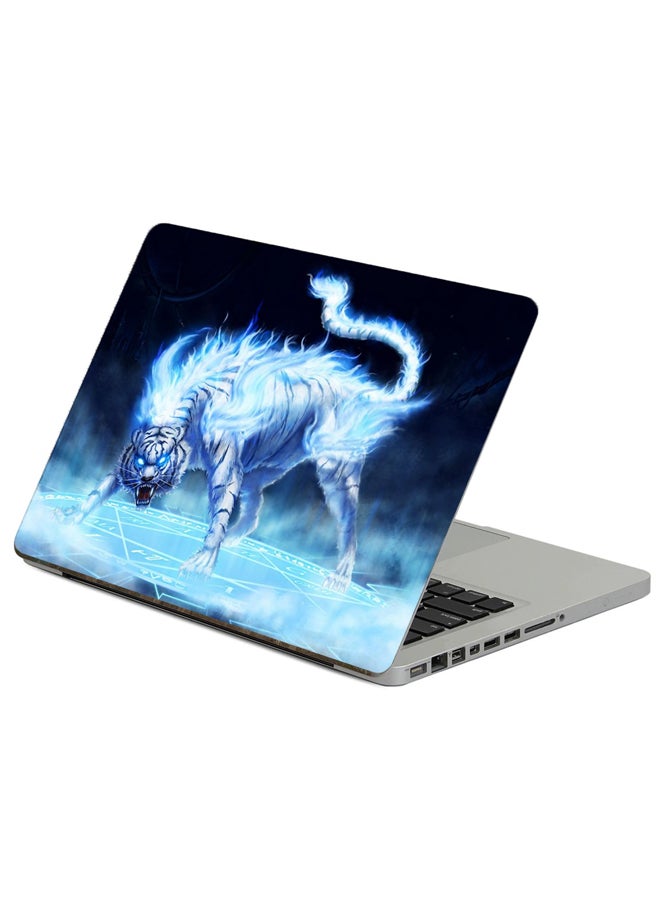 Fast Print Tiger Fire Printed Laptop Sticker Multicolor