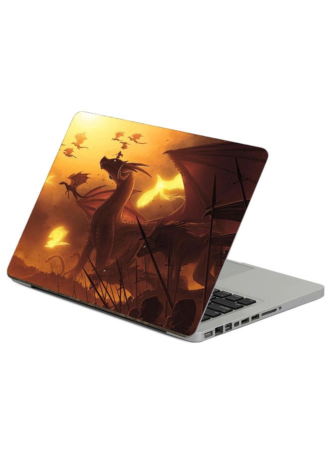 Fast Print Dragons Flying Printed Laptop Sticker Multicolor