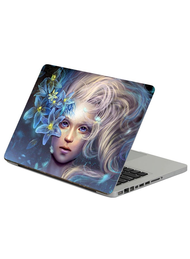 Fast Print Girl Face Printed Laptop Sticker Multicolor